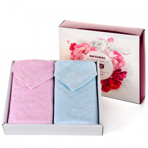 乐农定制竹之锦品牌竹纤维毛巾套装礼盒（2条，120G/条） 1盒