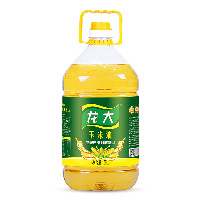 龙大 压榨一级食用油 非转基因玉米胚芽油 玉米油5Lx4桶