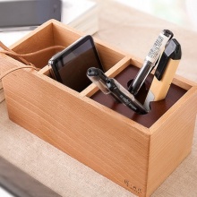 空调手机遥控器收纳盒木质办公文具储物盒笔筒卧室置物架