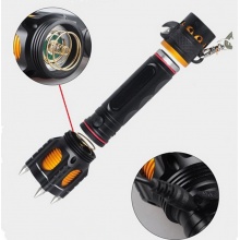 户外LED手电筒 T6强光充电安全锤车载多功能防狼防身电筒