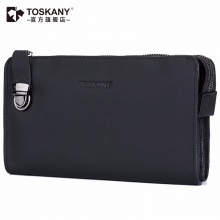 TOSKANY托斯卡尼 男士商务 手包 钱包 拉链包 手拿包 长款钱包 TL66132 黑 黑色